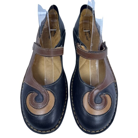 Spring Step Cosmic Mary Jane Swirl Black/Brown Leather Shoes Size EU 40 US 9.5 - Picture 4 of 12